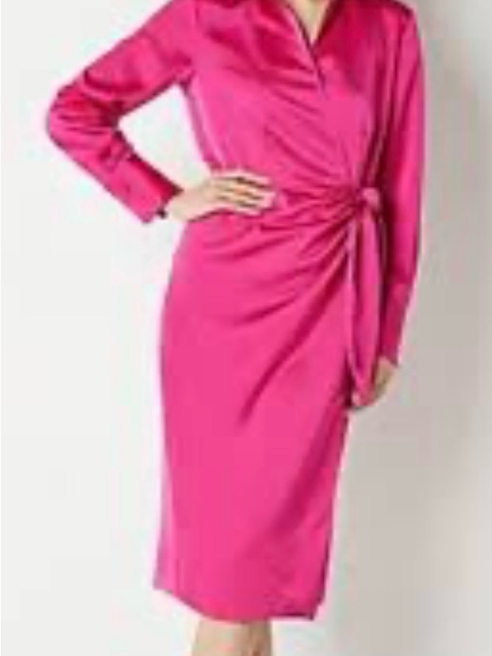 Worthington Pink Tie-Waist Long Sleeve Dress sz XXL